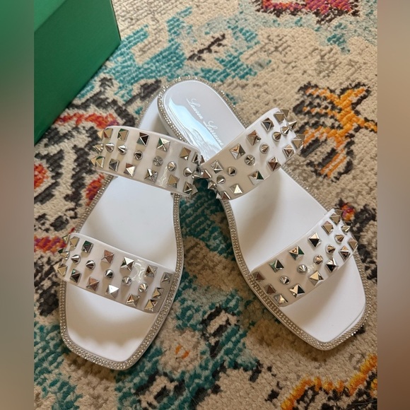 Lauren Lorraine Shoes - Lauren Lorraine White Studded Sandals in “Studley”